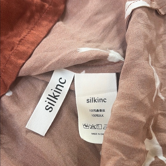 Elegant Silkinc Rust Brown Cheongsam Midi Dress with Bird Pattern 165 S - Picture 9 of 10